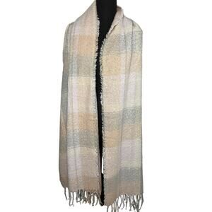 Save the Ocean Checkered Print Scarf NEW Soft Blush Color Block Warm